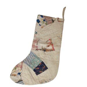 Vintage Patchwork Quilt Christmas Stocking Primitive Cottagecore Farmhouse
